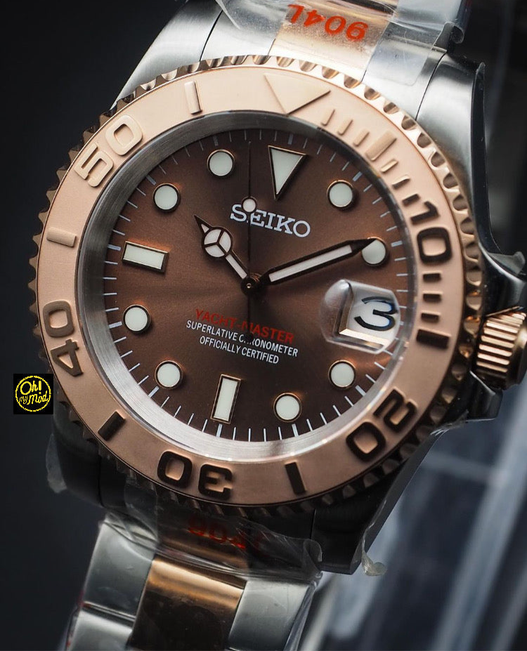 Seiko Mod Yacht Master "Rose Gold & Brown"