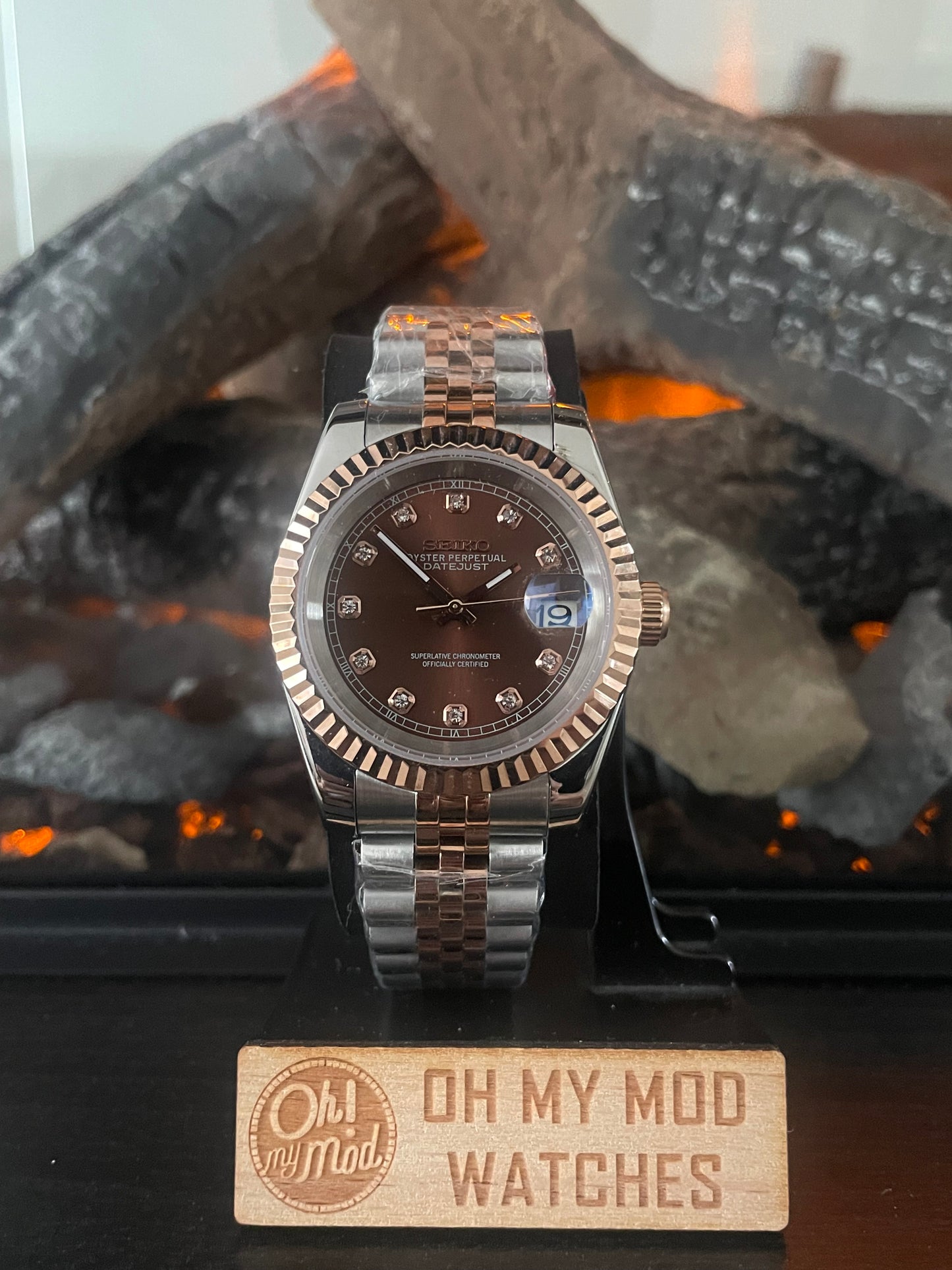 Seiko Mod Datejust "Chocolate Diamonds"