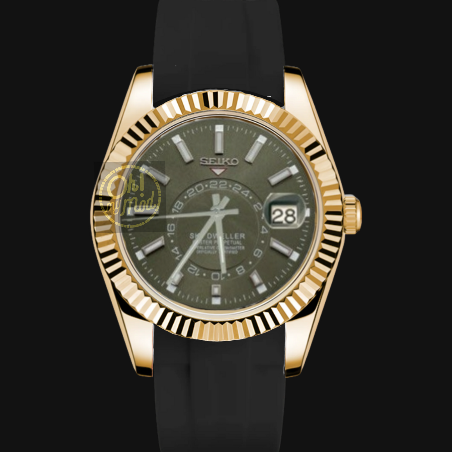 Seiko Mod Sky Dweller “Green & Gold” Rubber Strap