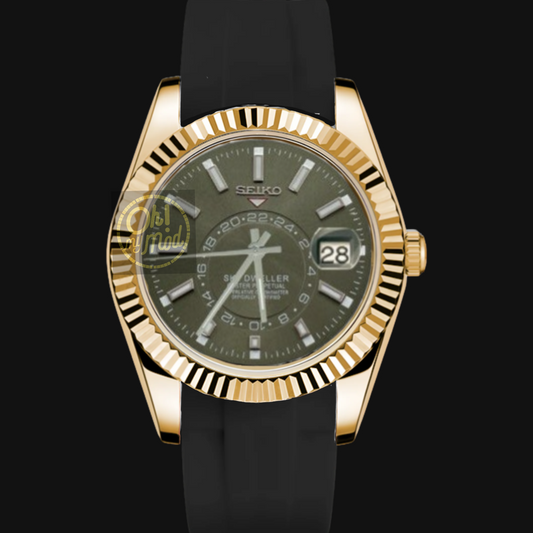 Seiko Mod Sky Dweller “Green & Gold” Rubber Strap