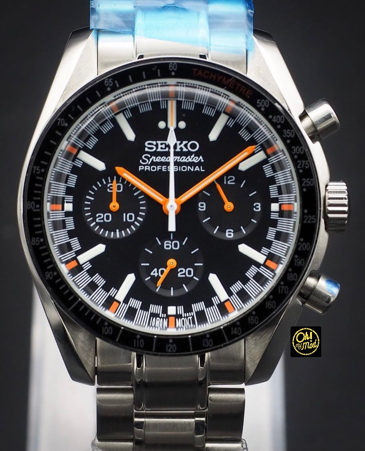 Seiko Mod Speedmaster "Black &amp; Orange"