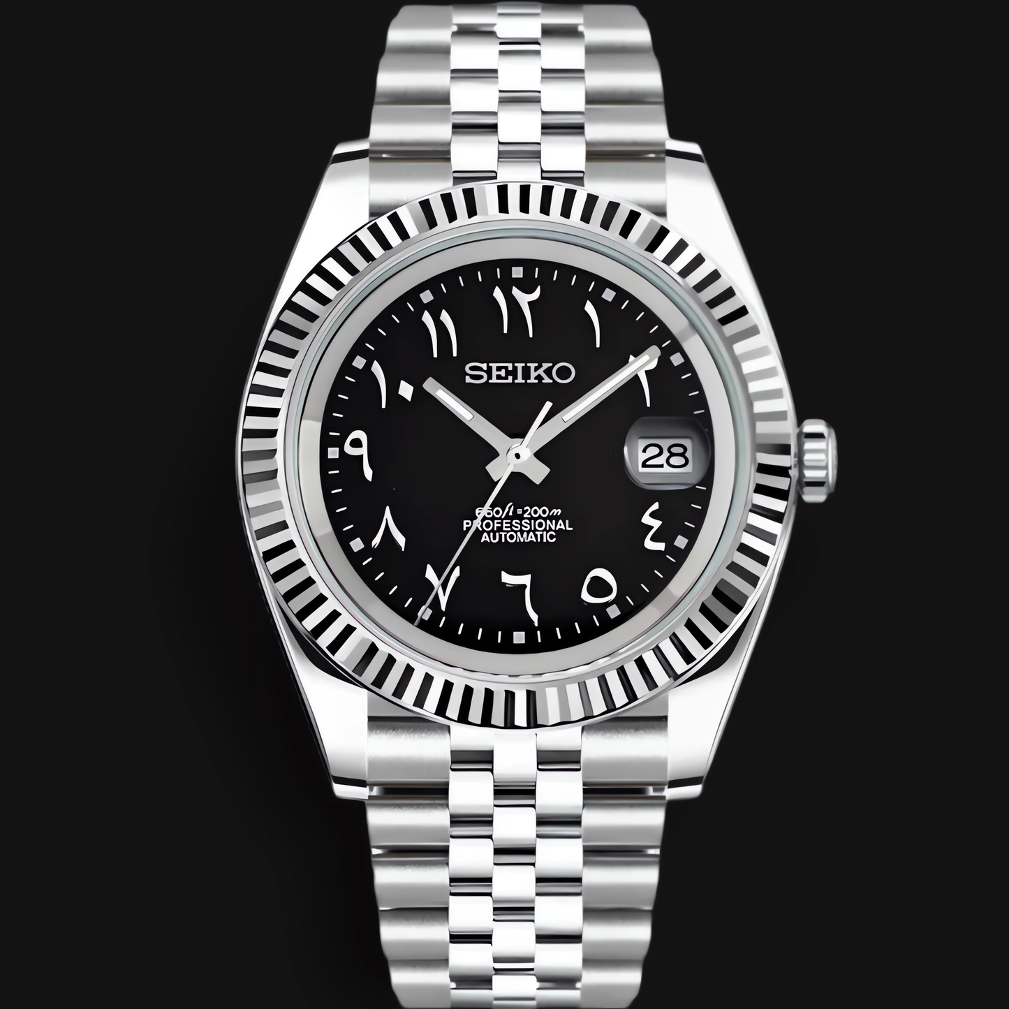 Seiko Mod Datejust "Black Arabic"