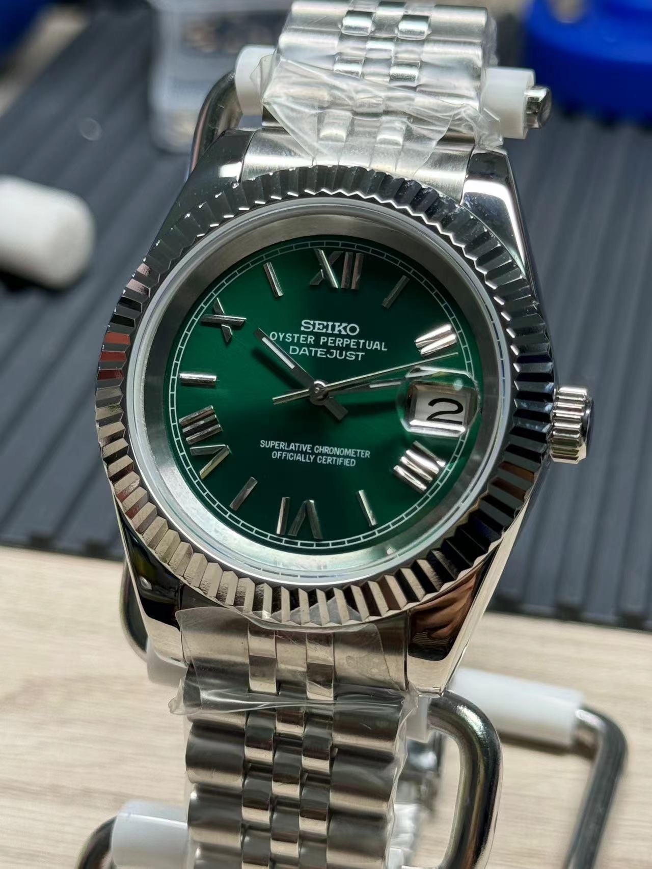 Seiko Mod Datejust "Green Roman"