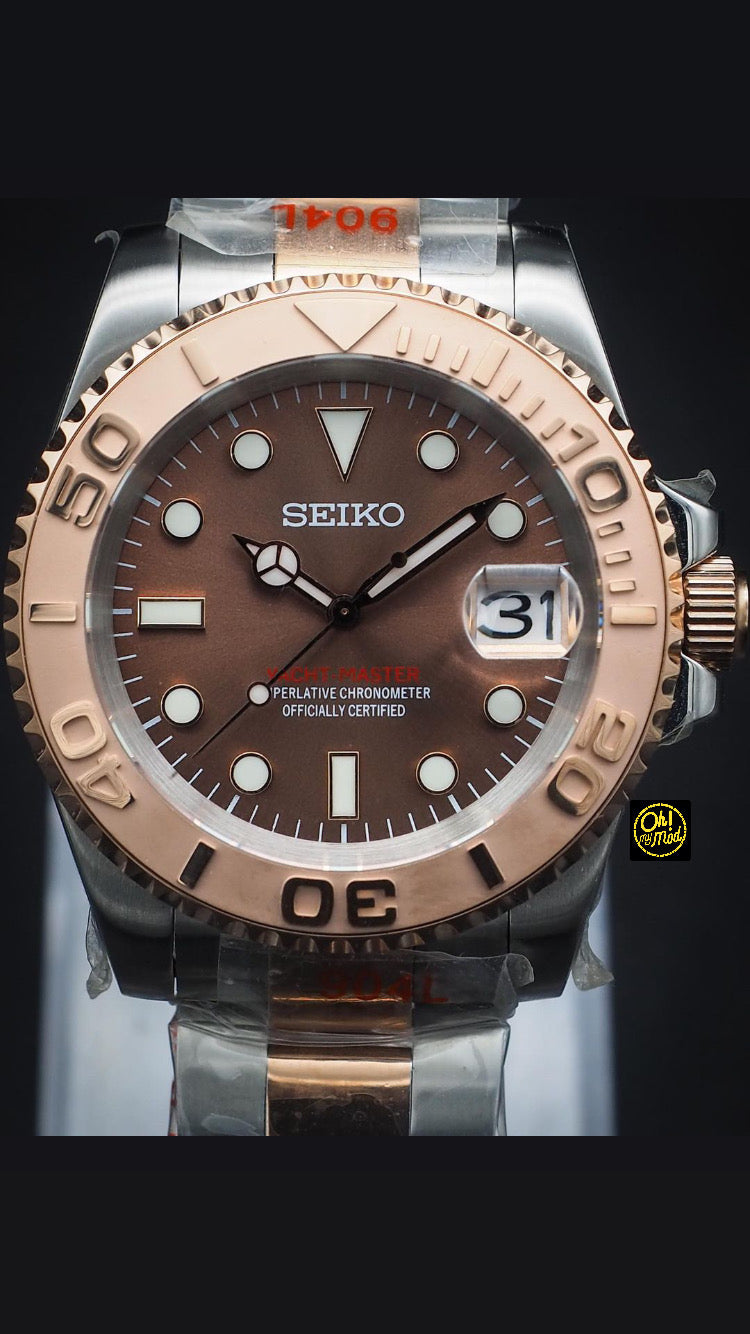 Seiko Mod Yacht Master "Rose Gold &amp; Brown"