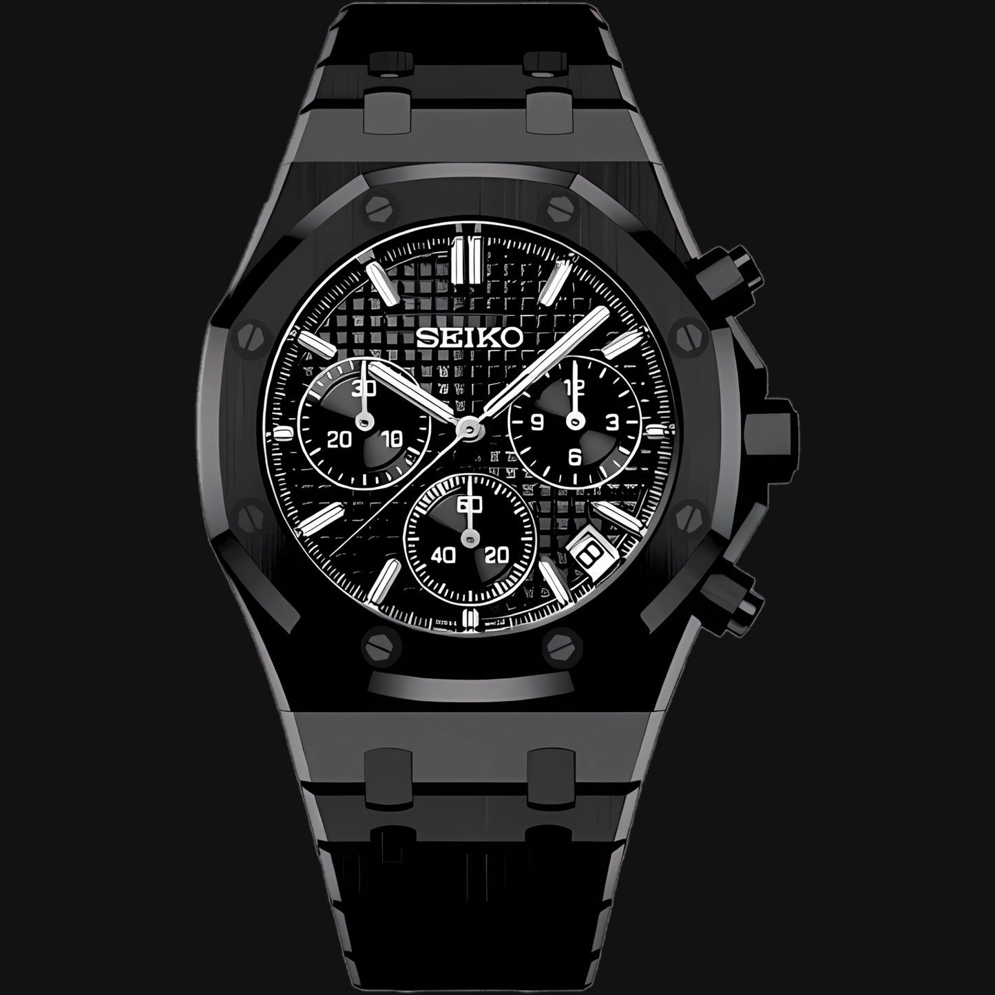 Seiko Mod Royal Oak "Triple Black Chronograph"