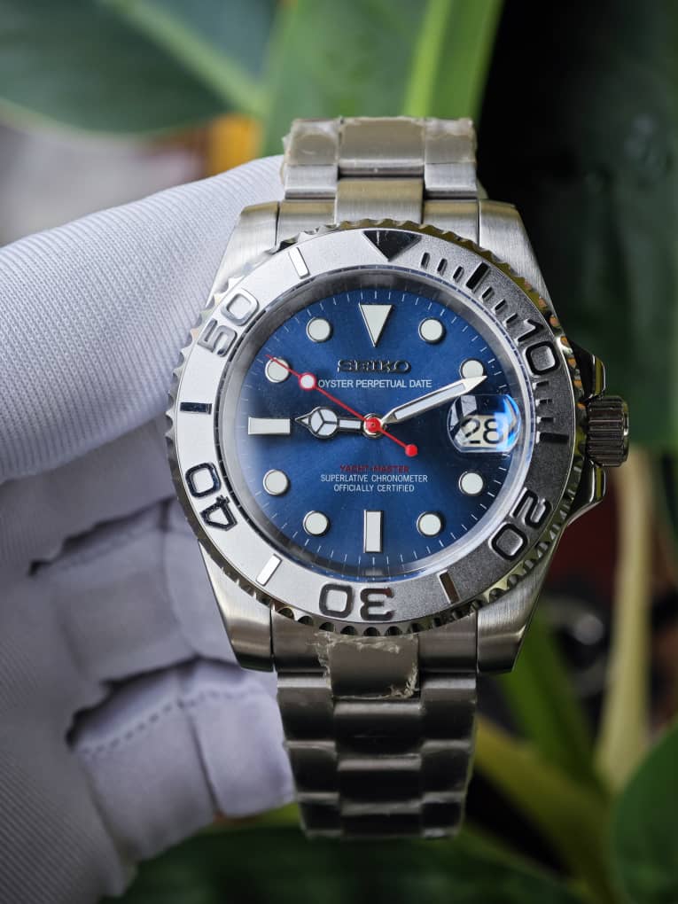 Seiko Mod Yacht Master "Rhodium & Navy"