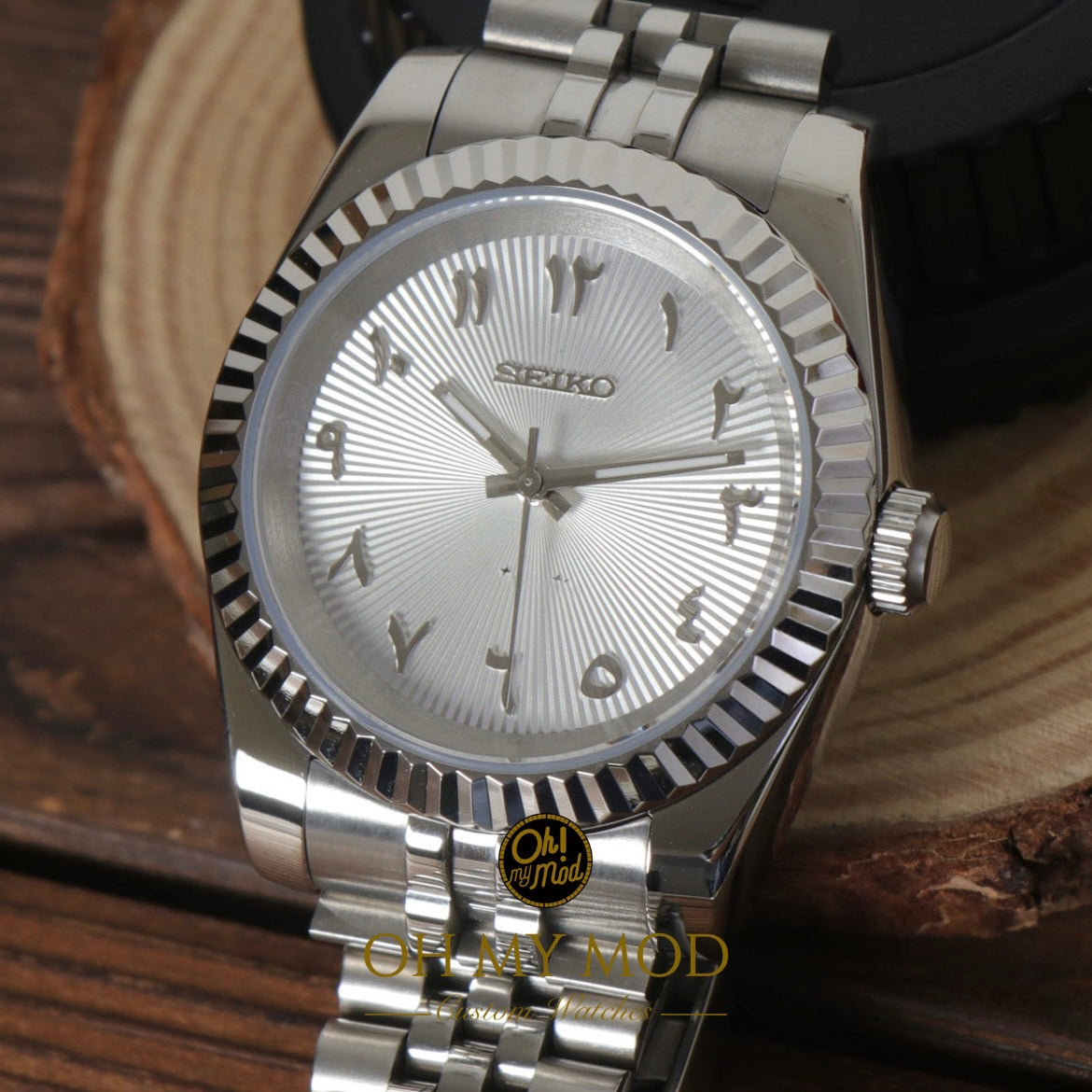 Seiko Mod Datejust "White Arabic” Gradient Dial