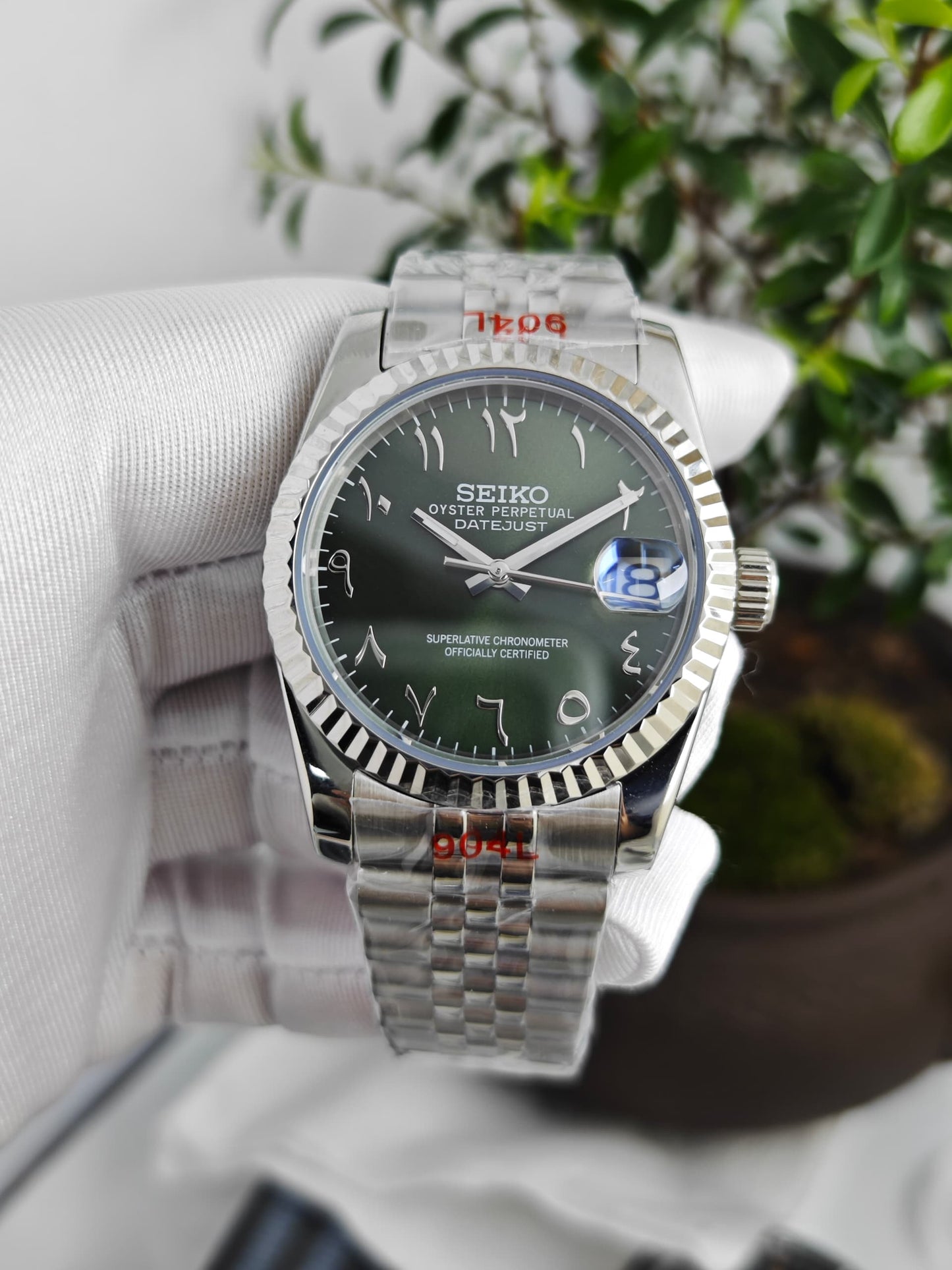 Seiko Mod Datejust "Olive Green Arabic"