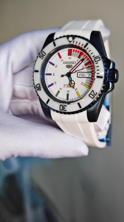 Seiko Mod 5 Sport „White Rainbow“ (komplett individuelle Uhr)