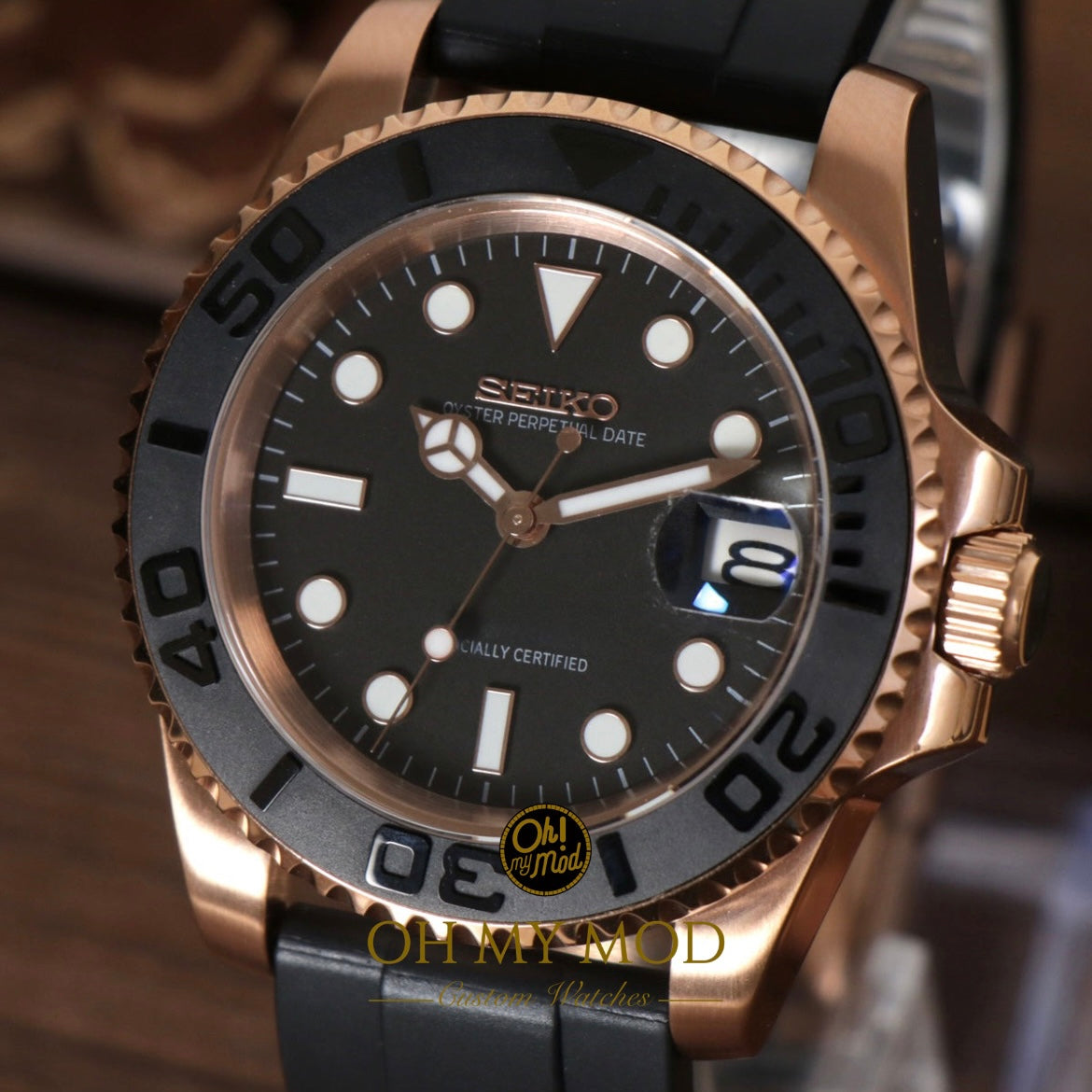 Seiko Mod Yacht Master "Rose Gold &amp; Black"