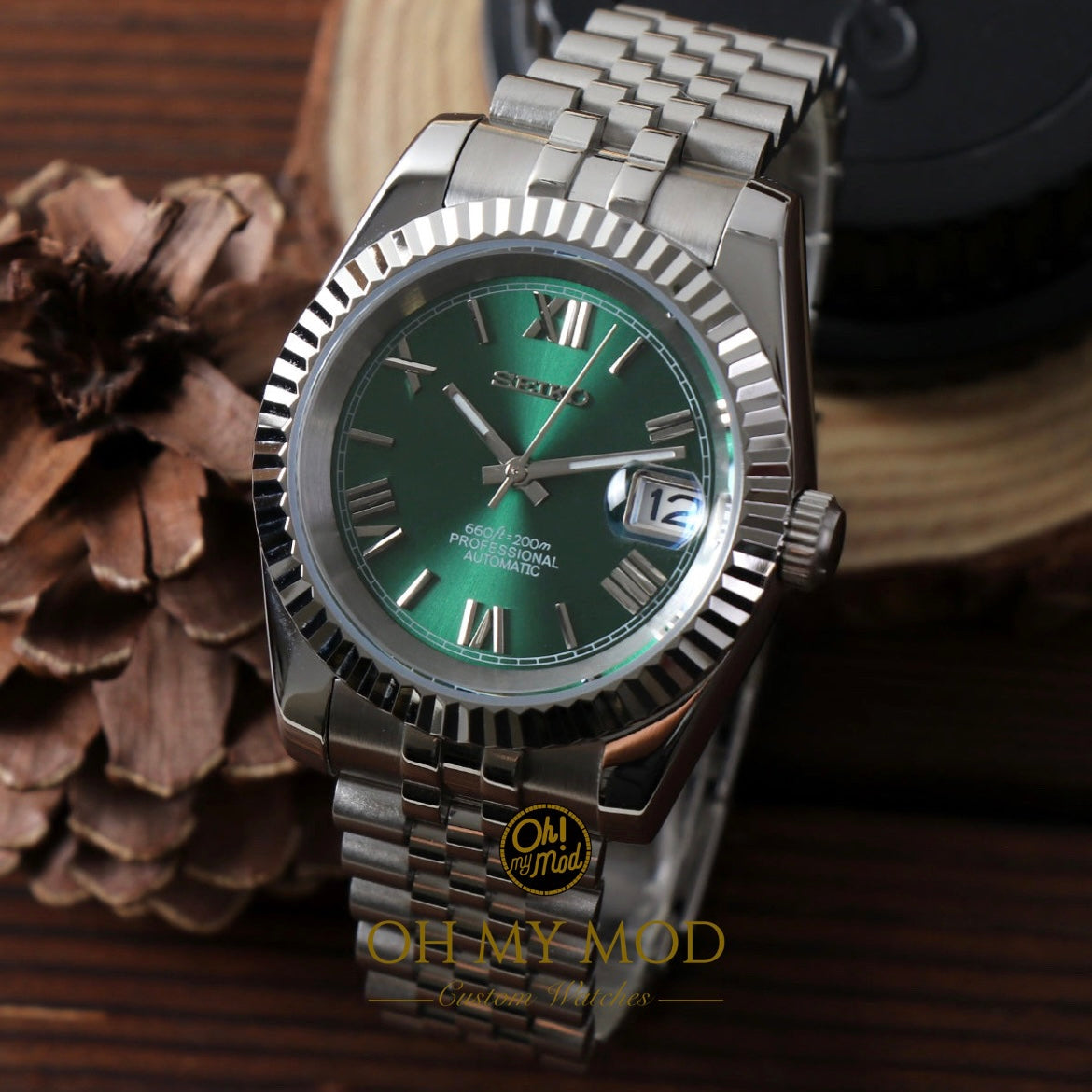 Seiko Mod Datejust "Green Roman"