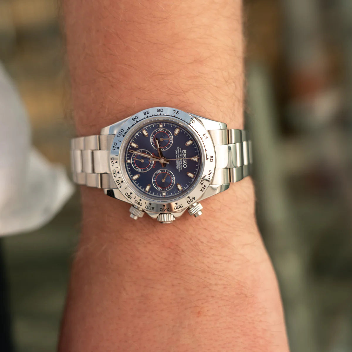 Seiko Mod Daytona „Silber &amp; Marine“