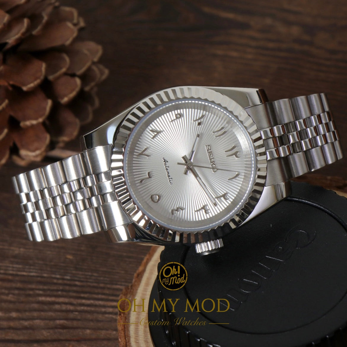 Seiko Mod Datejust "White Arabic” Gradient Dial