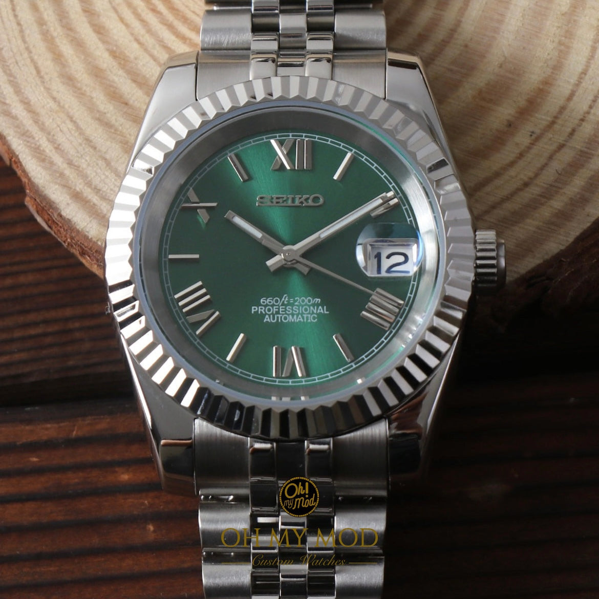 Seiko Mod Datejust "Green Roman"