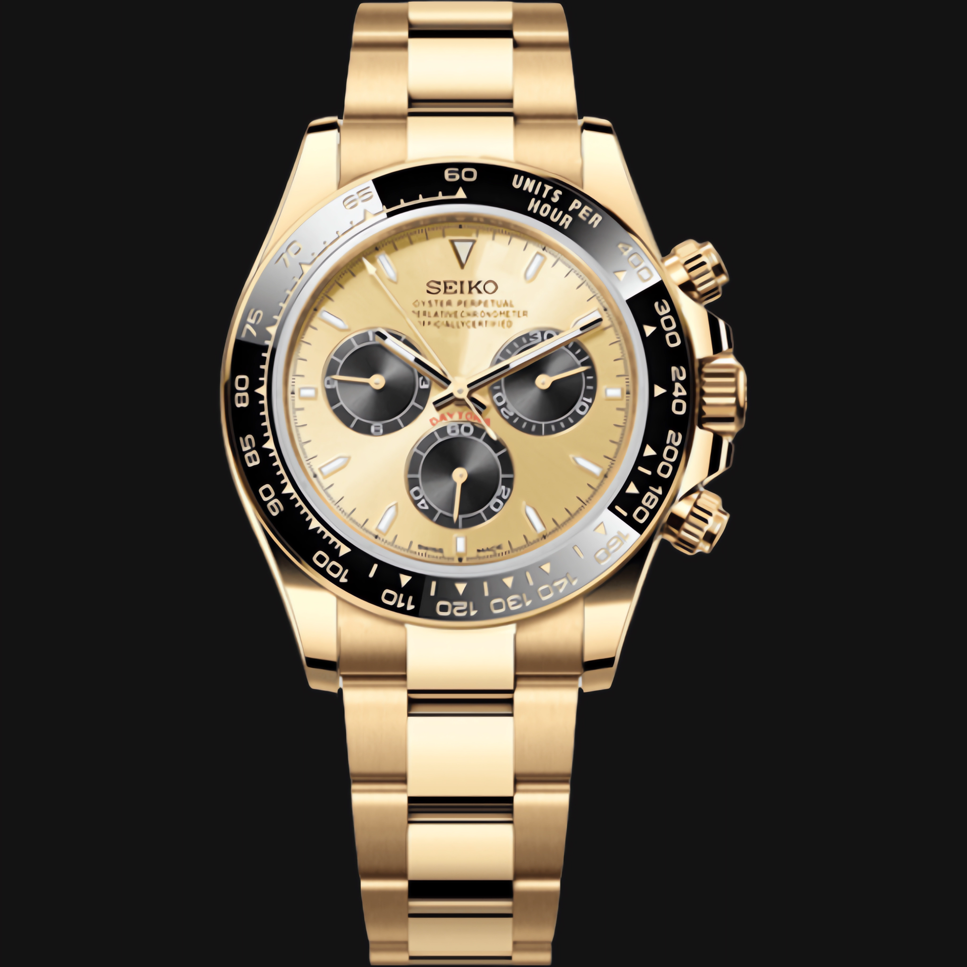 Seiko Mod Daytona „Gold & Schwarz“ – Oh My Mod Watches