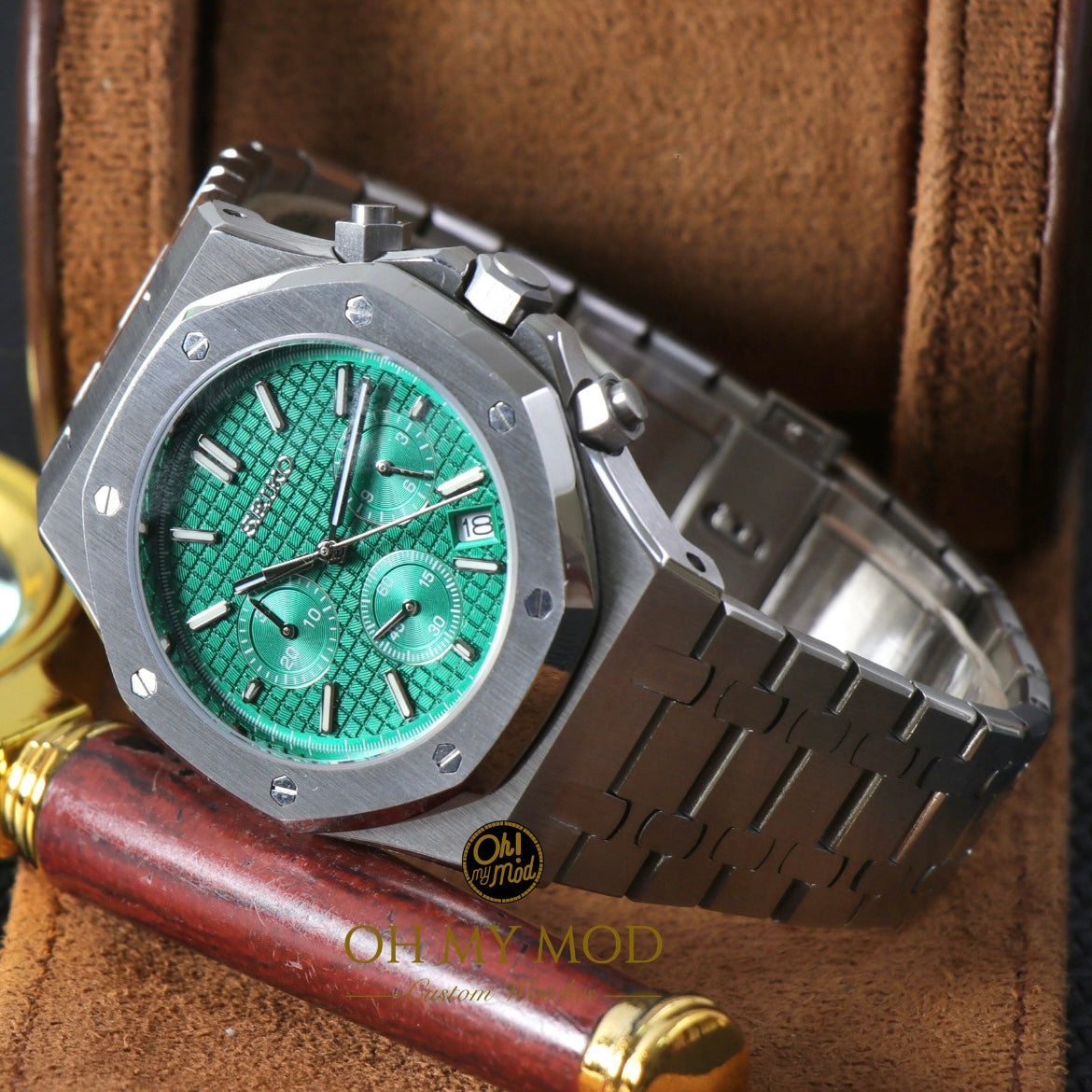 Seiko Mod Royal Oak "Green Chronograph"