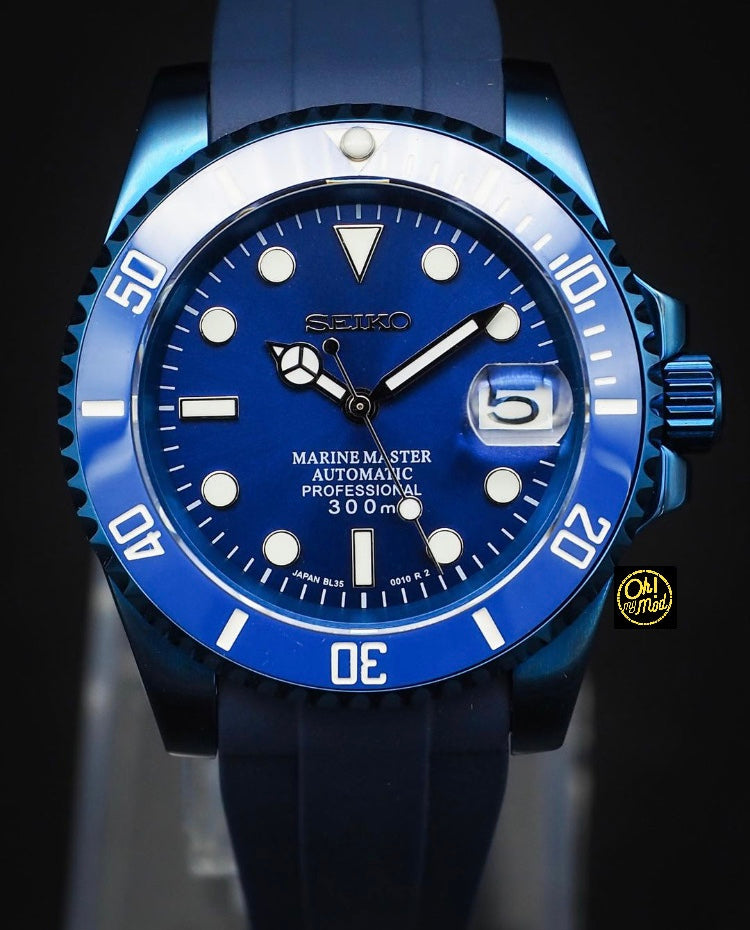 Seiko Mod Submariner "Triple Blue"