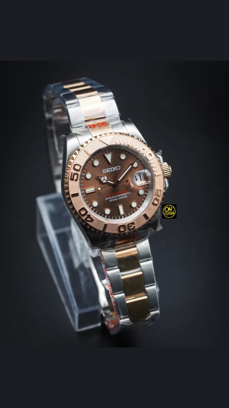 Seiko Mod Yacht Master "Rose Gold &amp; Brown"