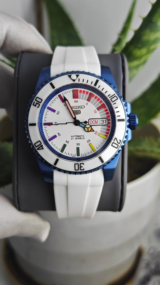 Seiko Mod 5 Sport „White Rainbow“ (komplett individuelle Uhr)