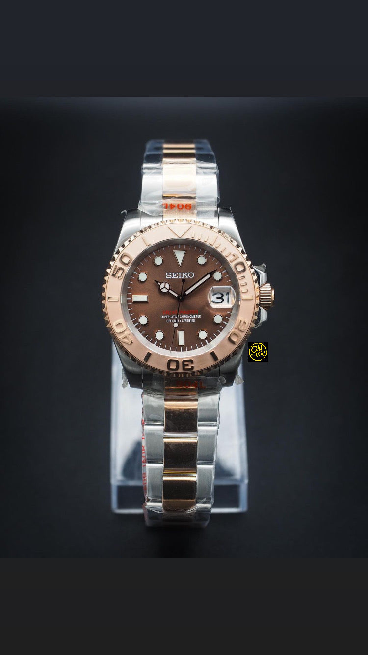 Seiko Mod Yacht Master "Rose Gold &amp; Brown"