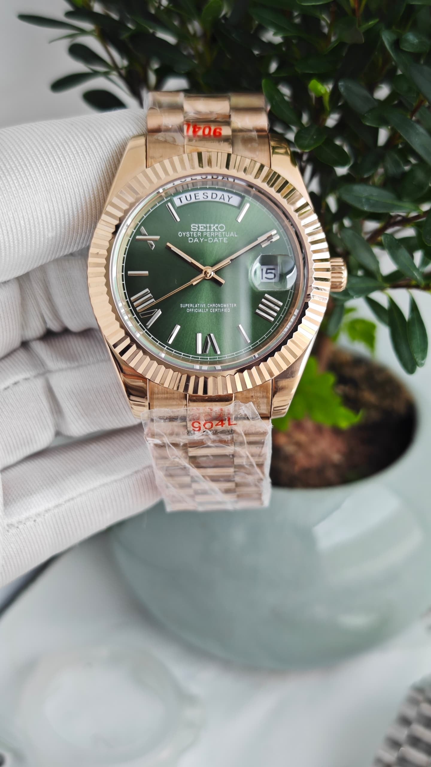 Seiko Mod Daydate "Green Olive" Rose Gold