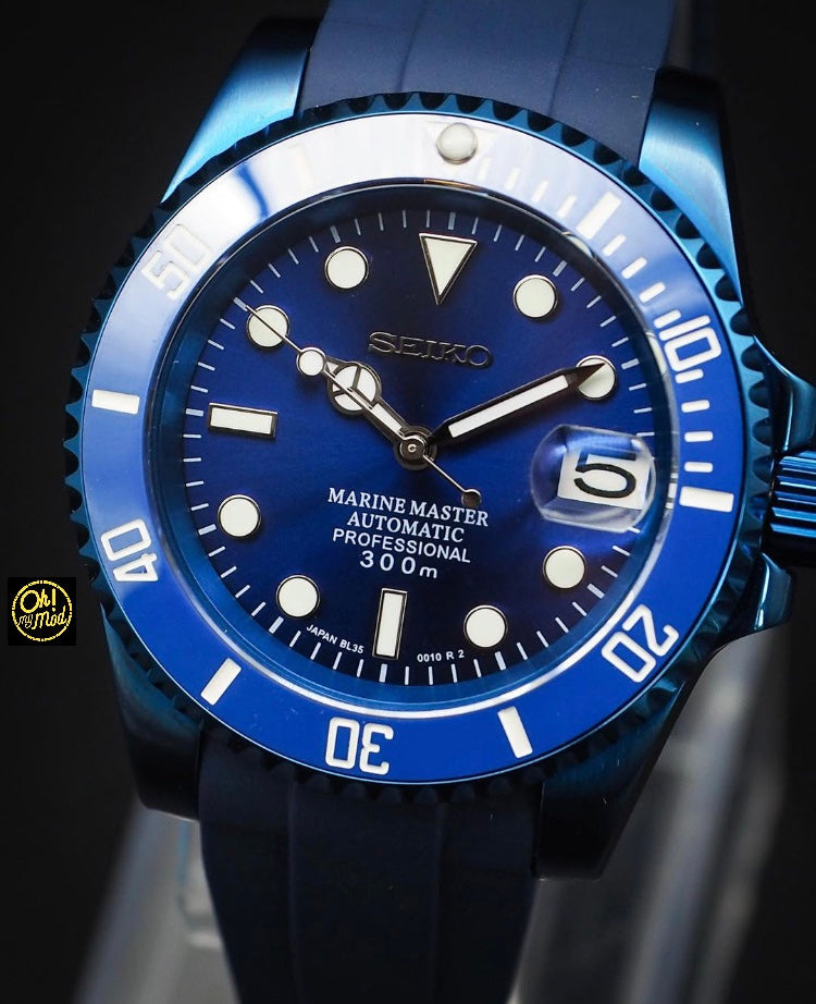 Seiko Mod Submariner "Triple Blue"