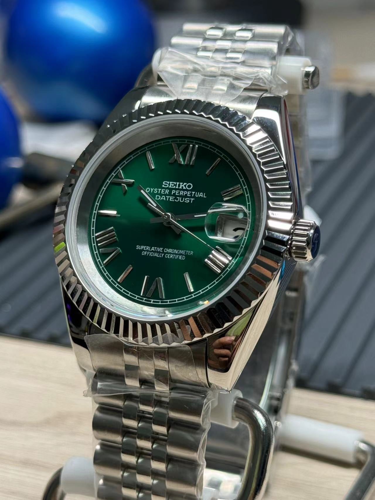 Seiko Mod Datejust "Green Roman"