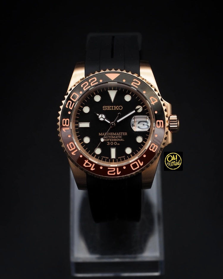 Seiko Mod Submariner "Root Beer Full Rose Gold"