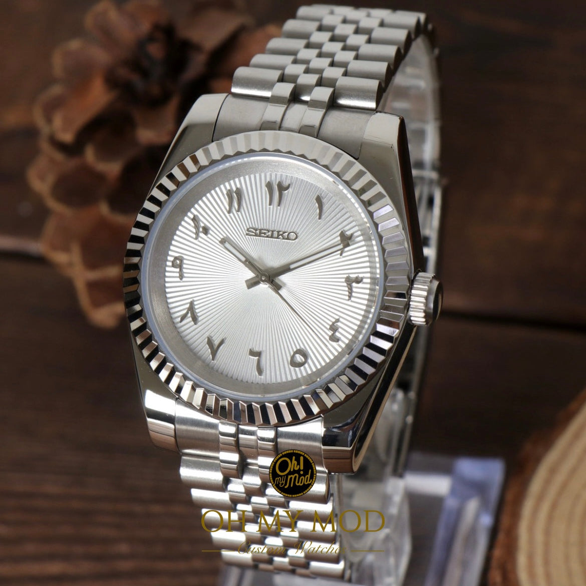 Seiko Mod Datejust "White Arabic” Gradient Dial