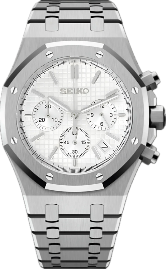 Seiko Mod Royal Oak „Weißer Chronograph“