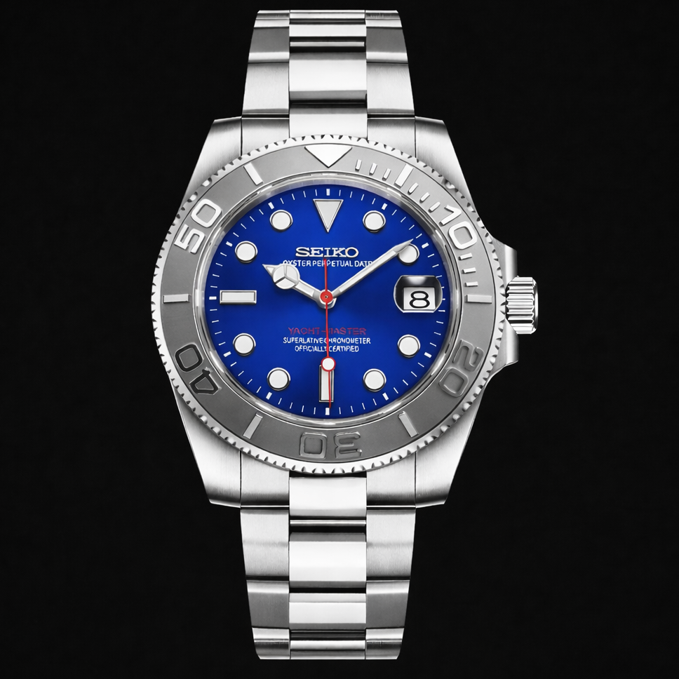 Seiko Mod Yacht Master „Rhodium &amp; Navy“