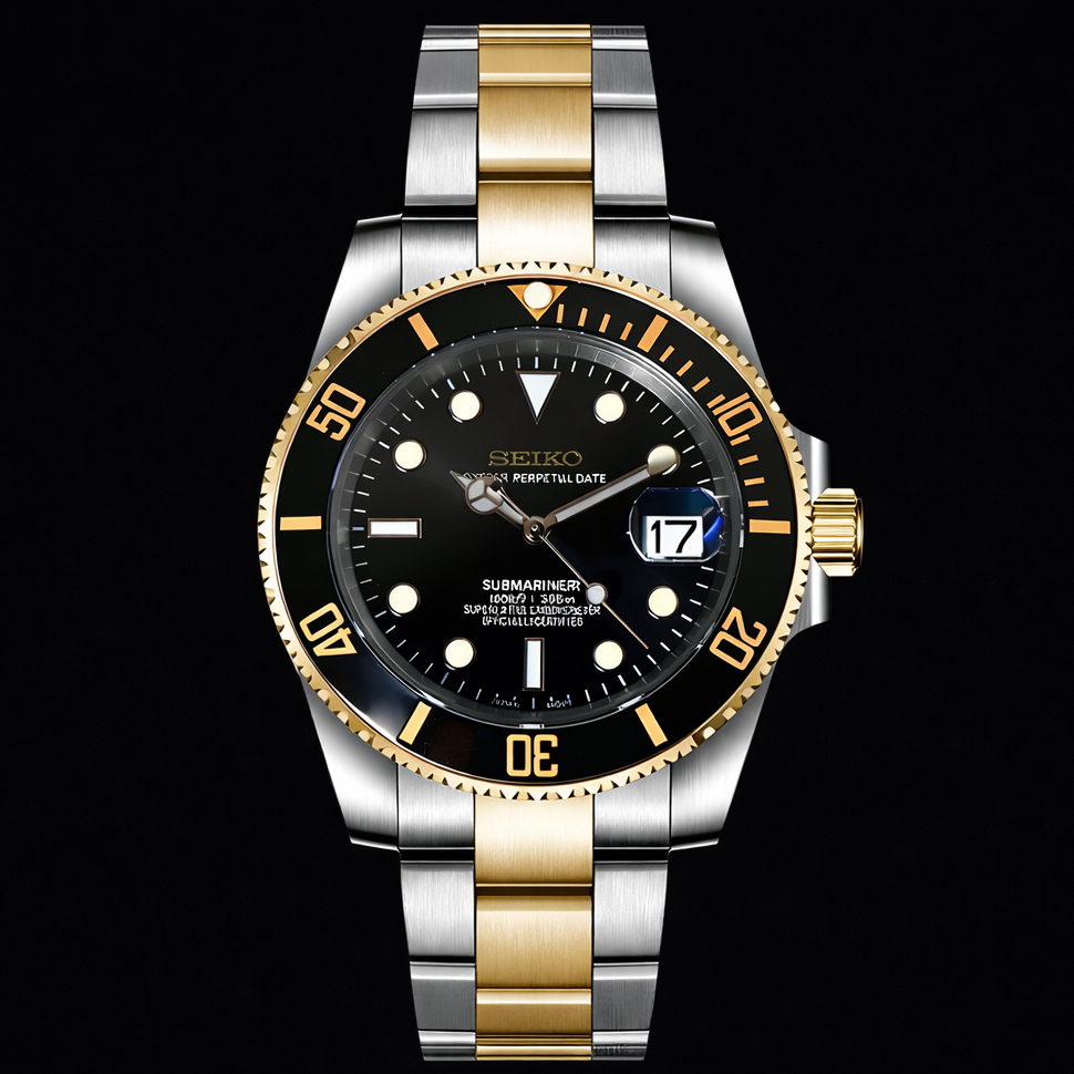 Seiko Mod Submariner „Black &amp; God Two-Tone“
