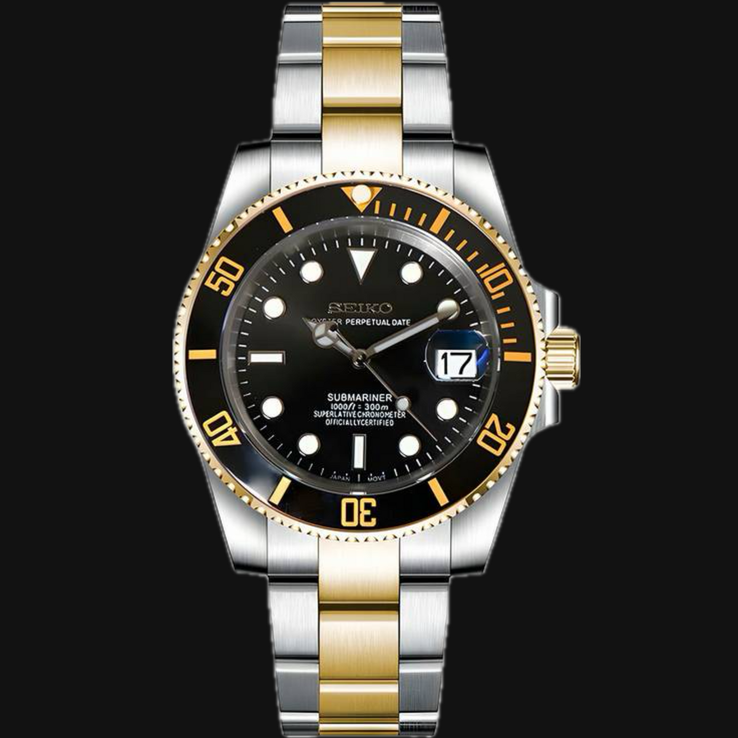 Seiko Mod Submariner „Black &amp; God Two-Tone“