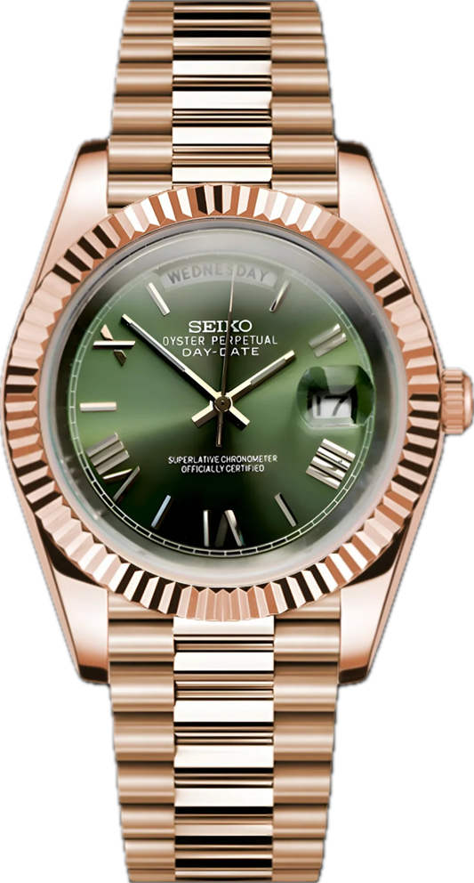 Seiko Mod Daydate "Grüne Olive" Roségold