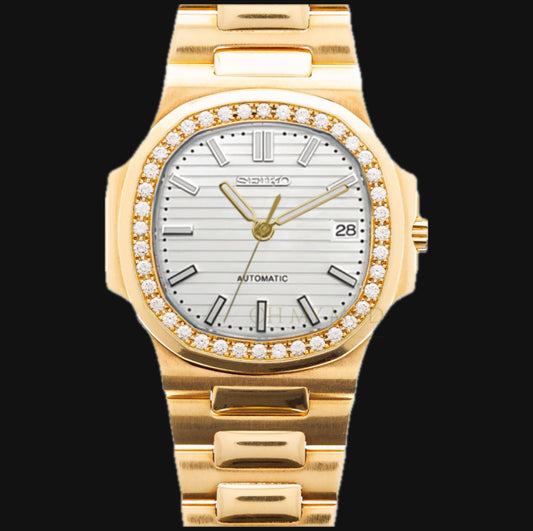 Seiko Mod Nautilus "Gold Diamonds"