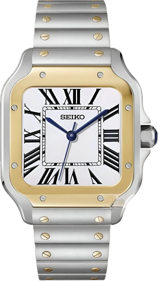 Seiko Mod Santos „Silber &amp; Gold“