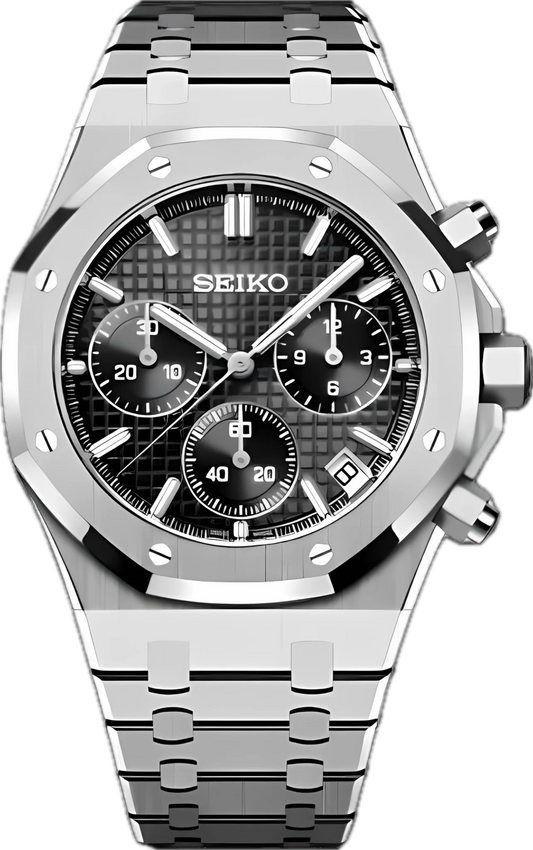 Seiko Mod Royal Oak „Schwarzer Chronograph“