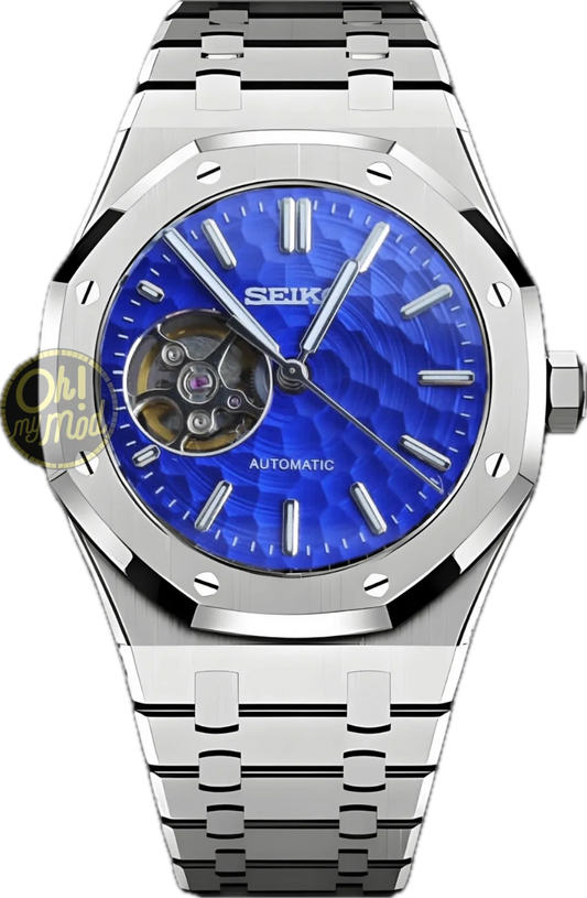 Seiko Mod Royal Oak Open Heart „Blaue Wellen“