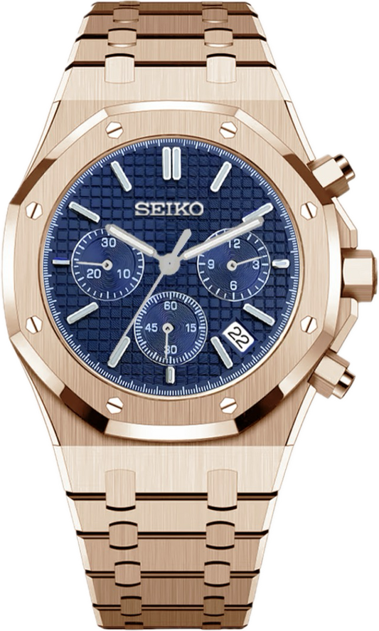 Royal Seikoak | Rose Gold & Navy Chronograph