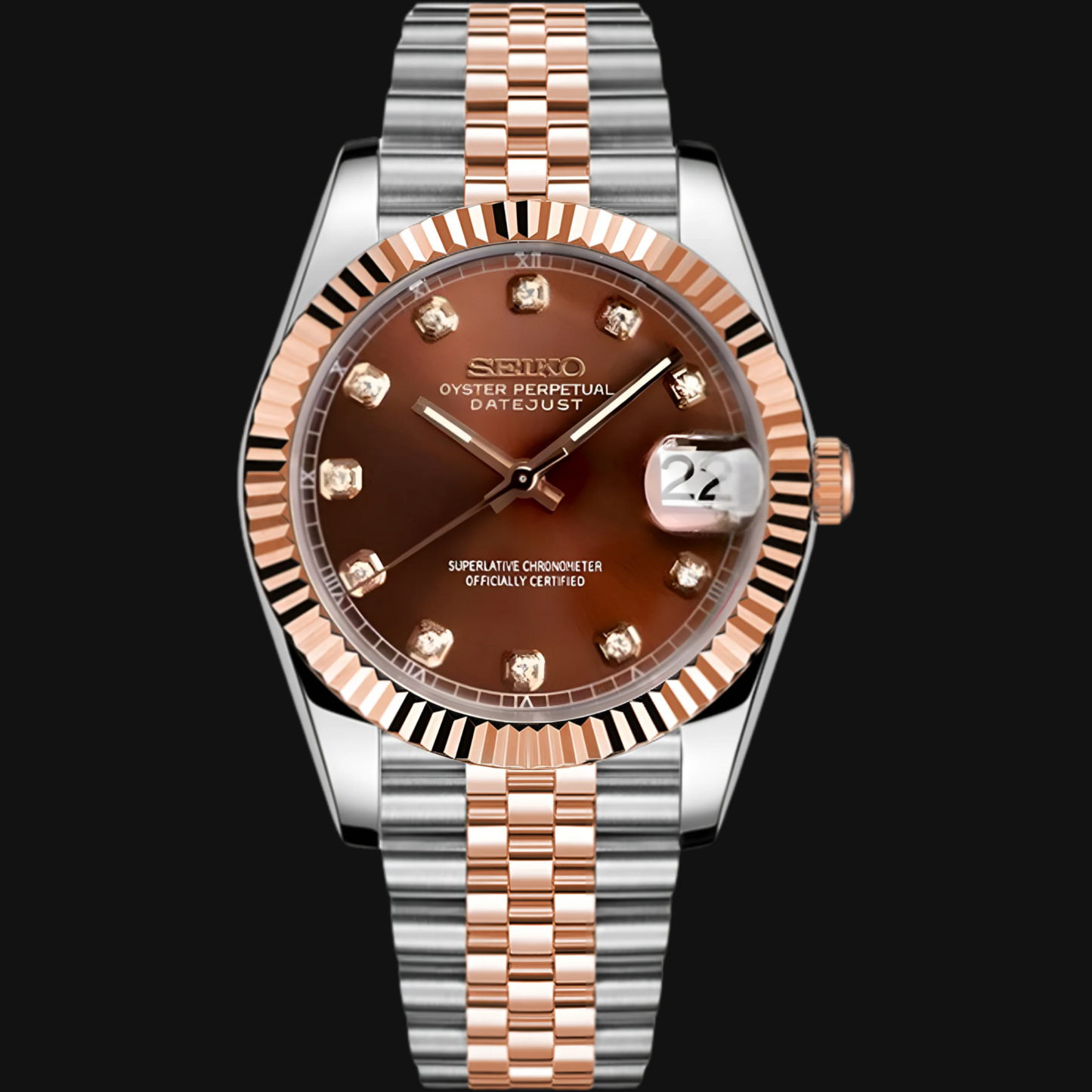 Seiko Mod Datejust "Chocolate Diamonds"