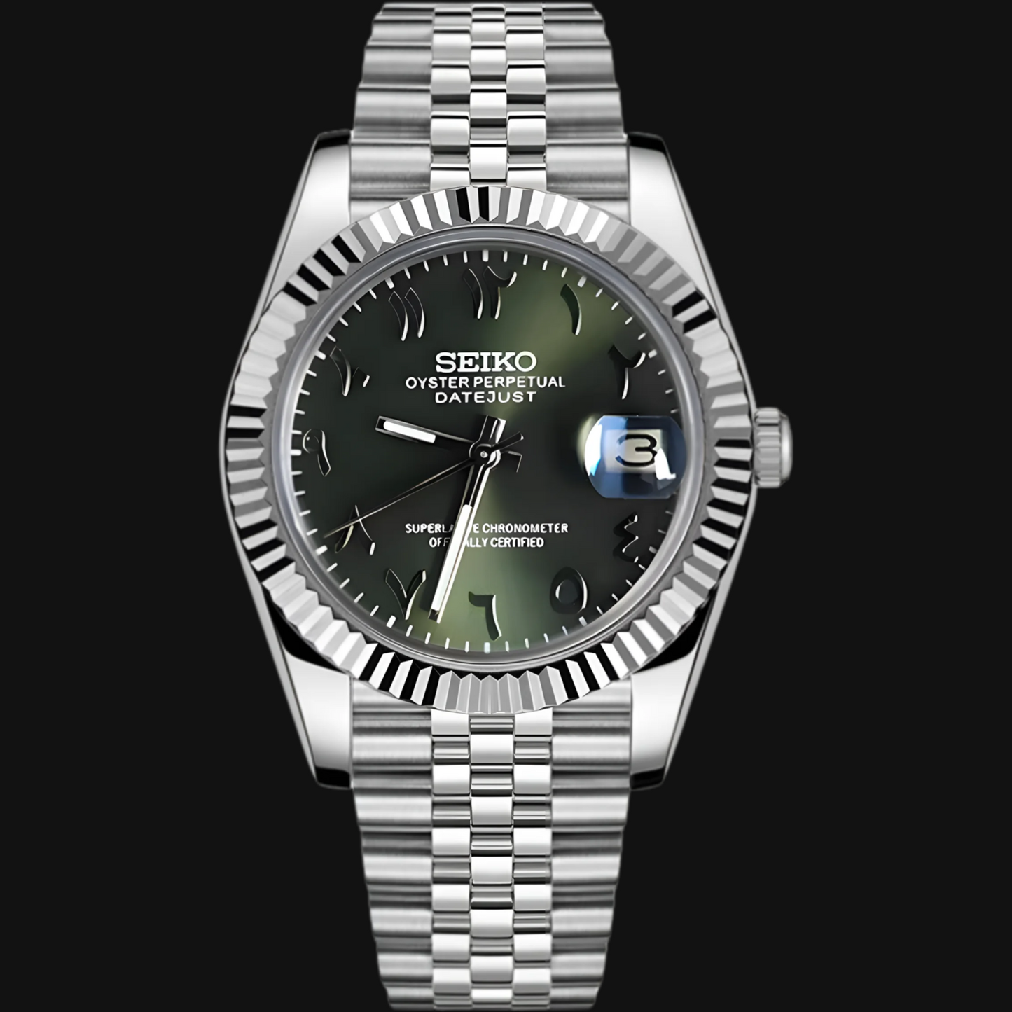 Seiko Mod Datejust "Olive Green Arabic"