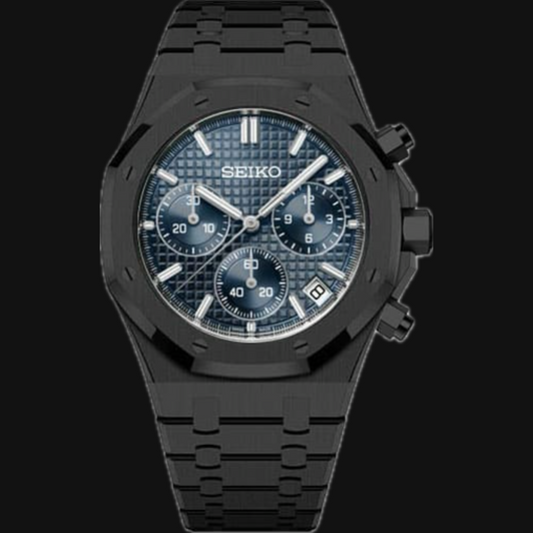 Seiko Mod Royal Oak "Black & Navy Chronograph"