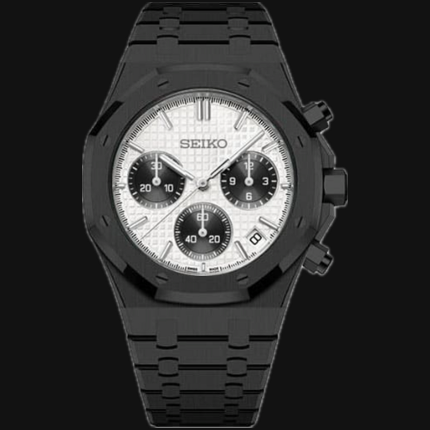 Seiko Mod Royal Oak "Black & White Chronograph"