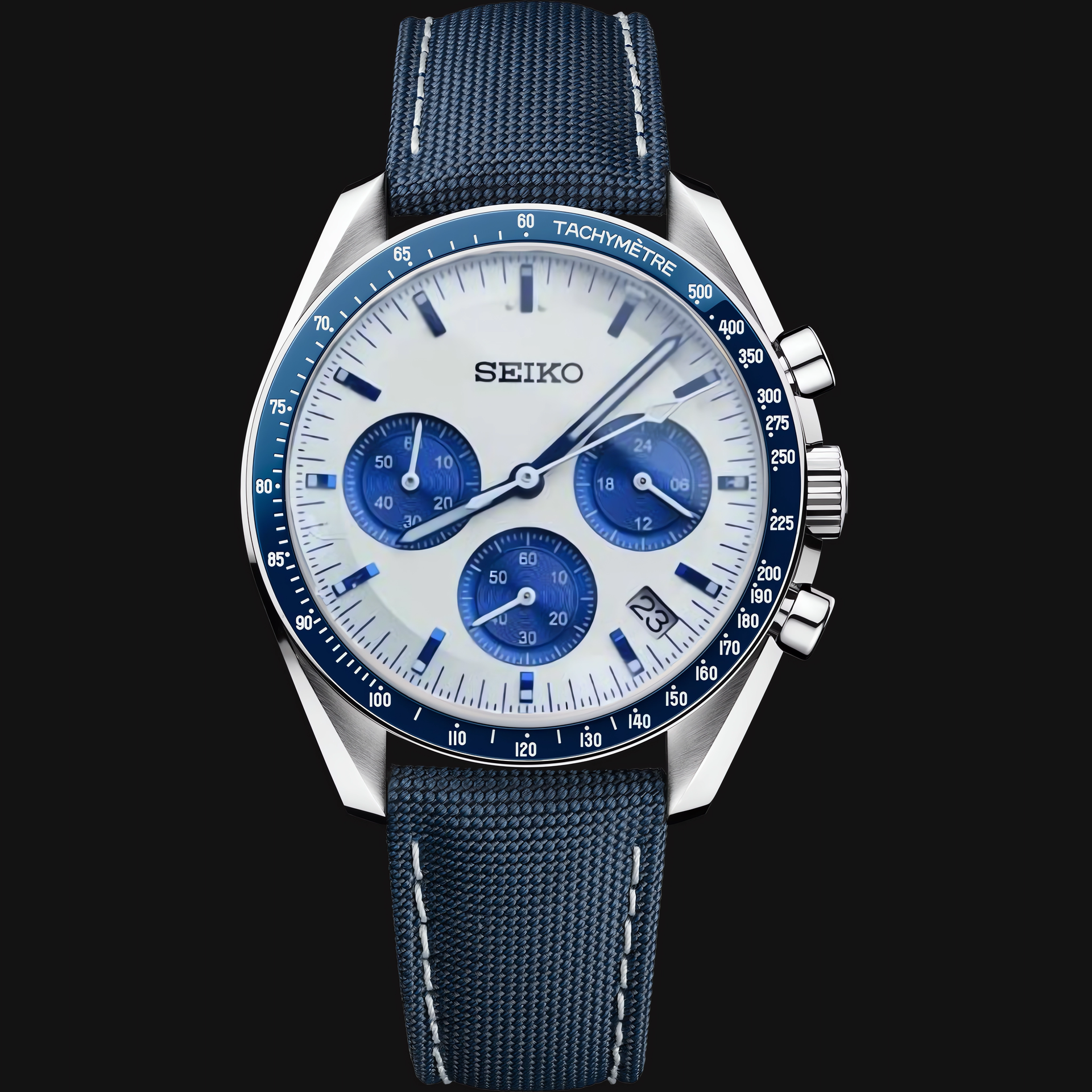 新品MOD VK63スピードマスター ブルー Seiko Mod Speedmaster: 41mm, VK63 Hybrid, 904L Steel
